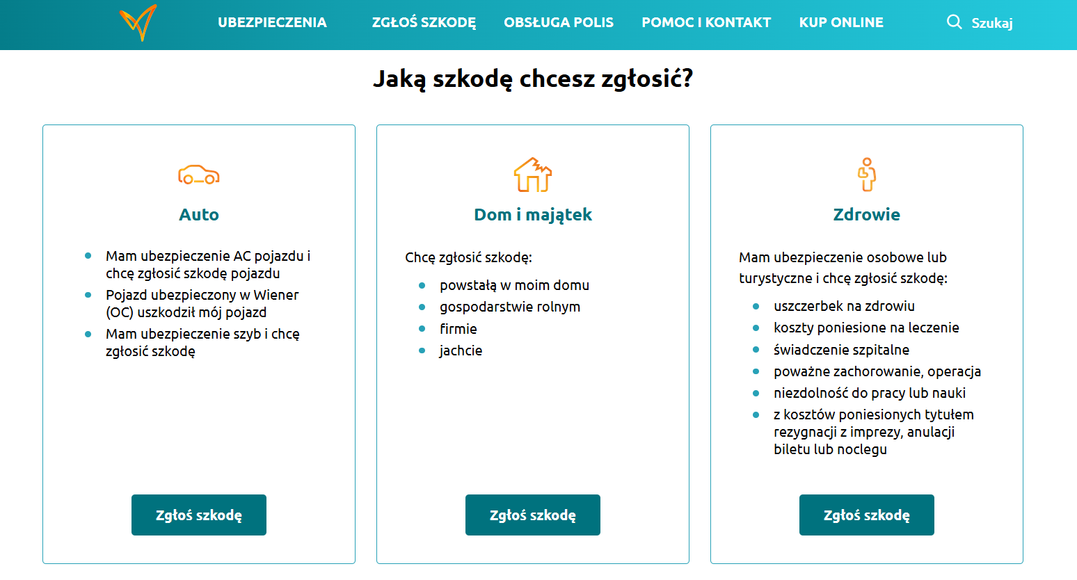 wiener zgłoszenie szkody