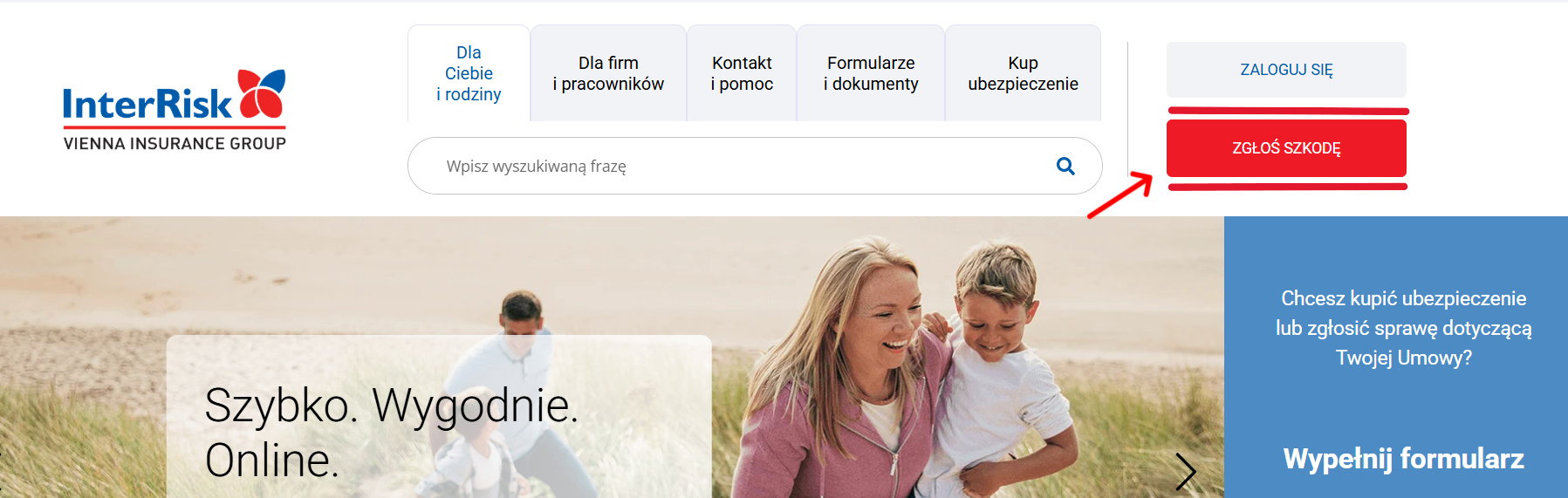 interrisk zgłoszenie szkody online