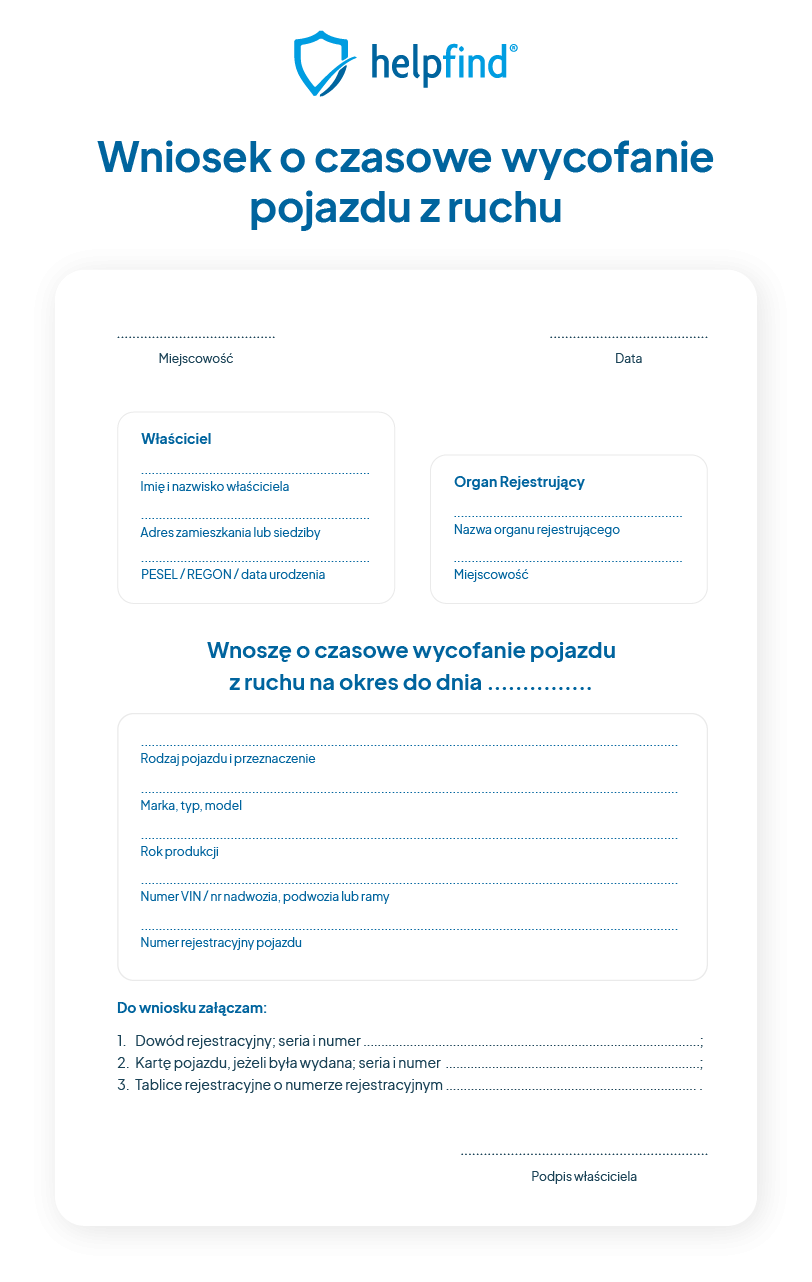 czasowe wyrejestrowanie pojazdu