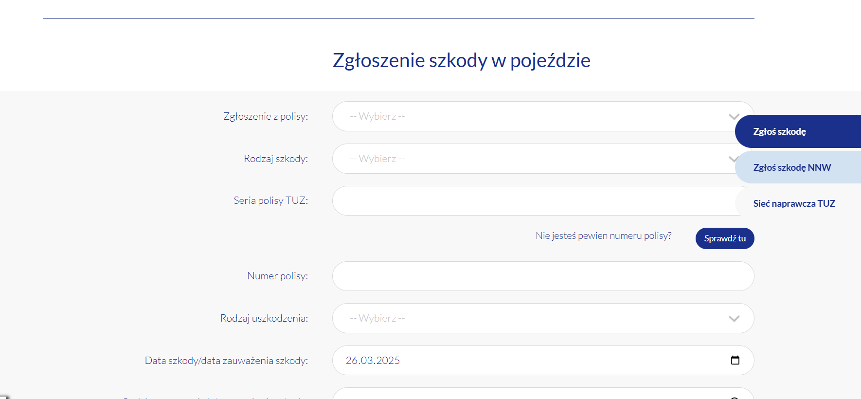 tuz tuw zgłoszenie szkody